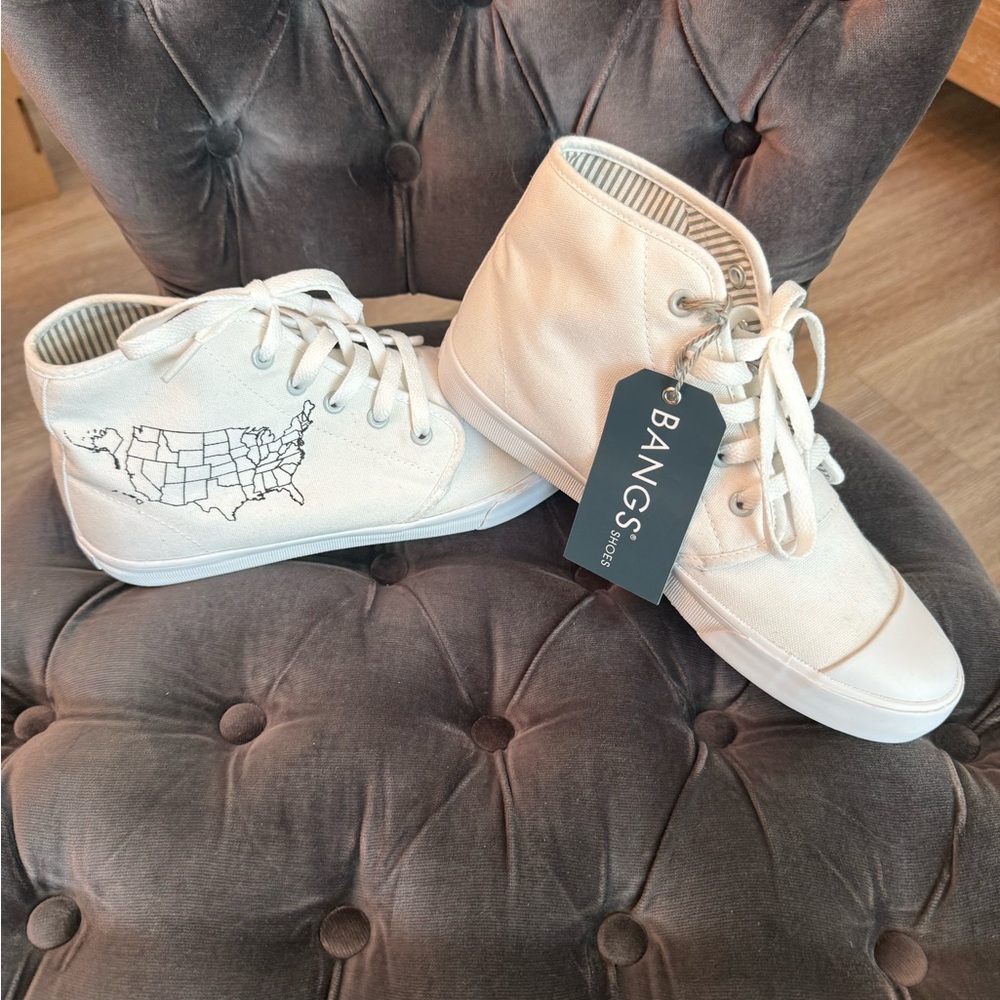 Unisex Bangs Map High-Top Sneakers - White